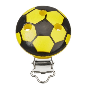 Schnulli-Ketten Clip Fussball schwarz-gelb
