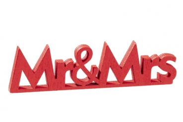Holz-Deko Mr & Mrs 2x8cm rot