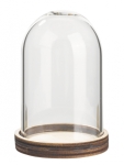 Glas-Glocke mit Holzboden 6x9cm